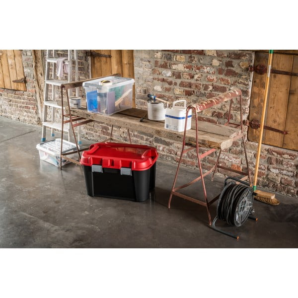 Scatola di plastica rossa e nera con coperchio 59x39,5x36 cm Totem - Curver-image-1