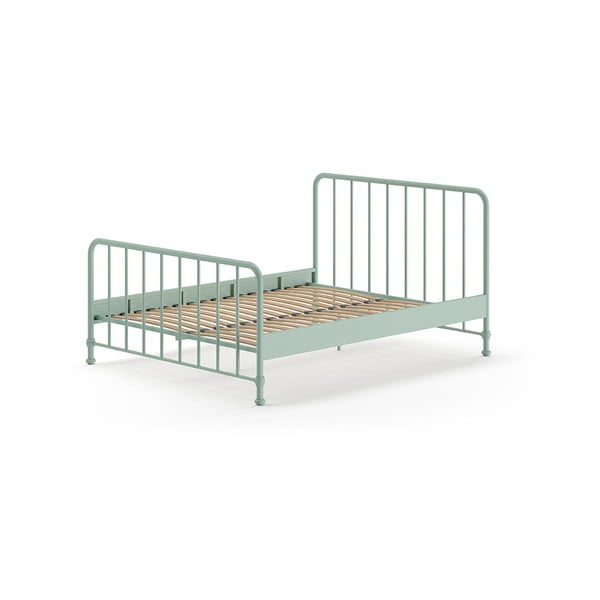 Letto singolo verde in metallo verde con rete 160x200 cm BRONXX - Vipack-image-2