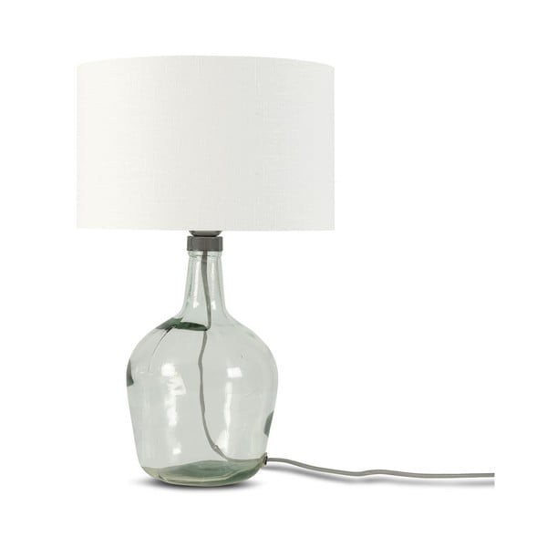 Lampada da tavolo con paralume bianco e struttura in vetro riciclato di Murano, ⌀ 30 cm - Good&Mojo
