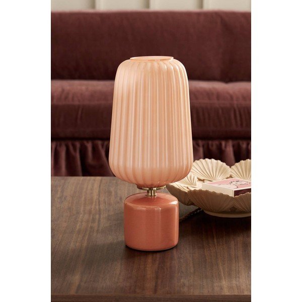 Lampada da tavolo color salmone in vetro (altezza totale 40 cm) Daria – Ellos Home-image-2
