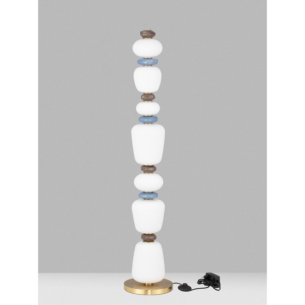 Lampada da terra LED bianca/dorata in metallo con paralume in porcellana/con paralume in vetro con intensità regolabile (altezza totale 130,5 cm) Palo – Nova Luce-image-2