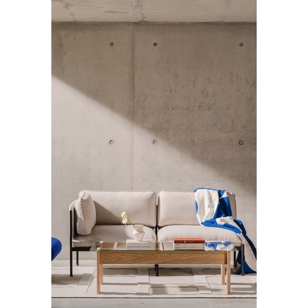 Tavolino da salotto di colore naturale con piano in vetro 86x132 cm Naiko – noo.ma-image-4