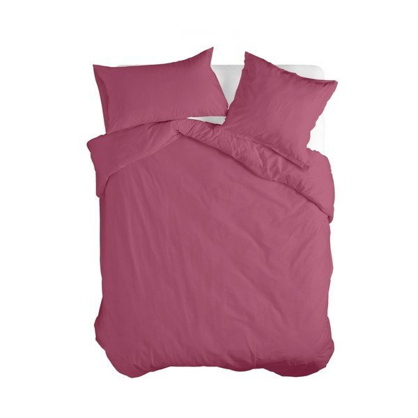 Copripiumino in cotone rosa scuro per letto matrimoniale 200x200 cm Basic - Happy Friday-image-2