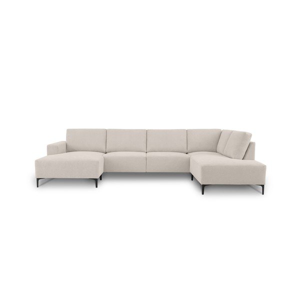 Divano angolare beige (con penisola a destra/a U) con rivestimento in ciniglia Fabian – Scandic