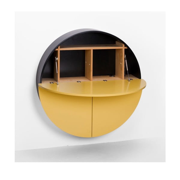 Tavolo da parete multifunzionale giallo e nero Pill - EMKO