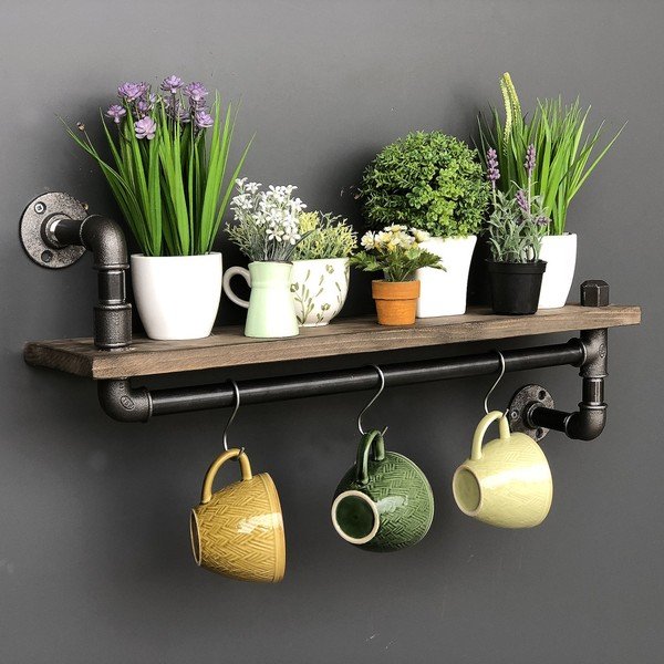 Scaffale in legno con appendino Raf Pipe - Evila Originals-image-1