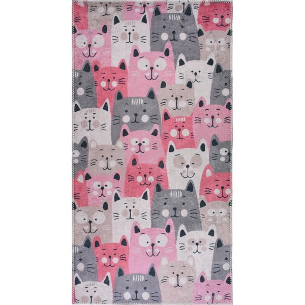 Tappeto rosa e grigio per bambini 100x160 cm Silly Cats - Vitaus