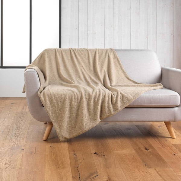 Coperta beige in vello 180x220 cm Curly Wooly – douceur d'intérieur-image-2