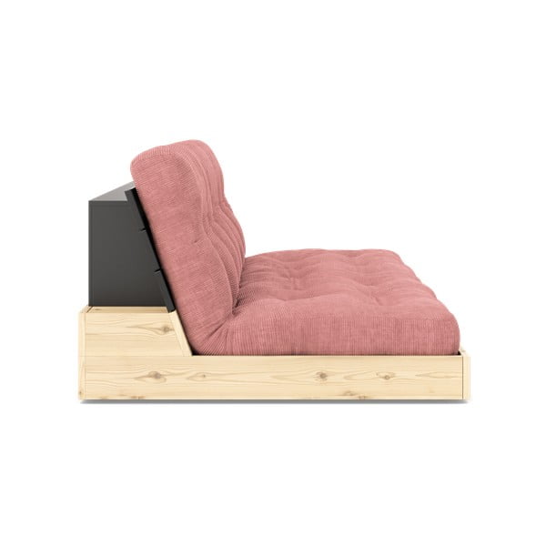 Divano letto in velluto a coste rosa 196 cm Base - Karup Design-image-3