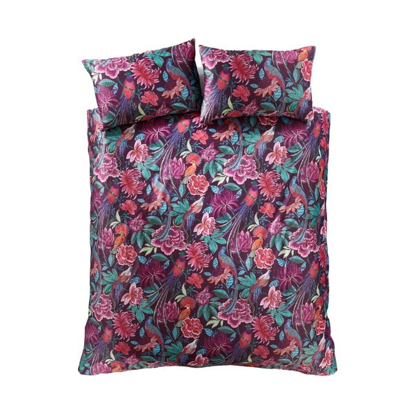 Set copripiumino e federa viola in velluto per letto singolo 135x200 cm Bridgerton Kate Floral – Catherine Lansfield