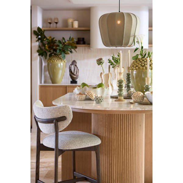 Lampadario verde con paralume in tessuto Zubedo – Light & Living-image-1