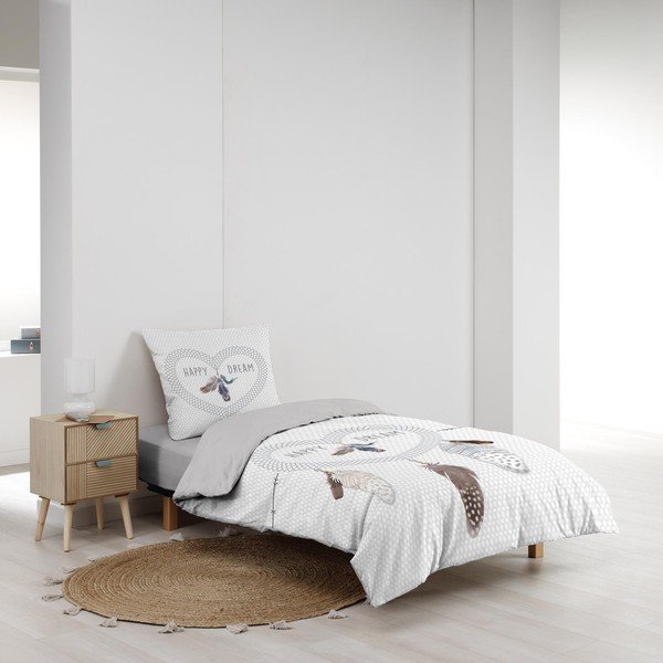 Biancheria da letto bianca in cotone per letto singolo 140x200 cm Happy Dream – douceur d'intérieur-image-2