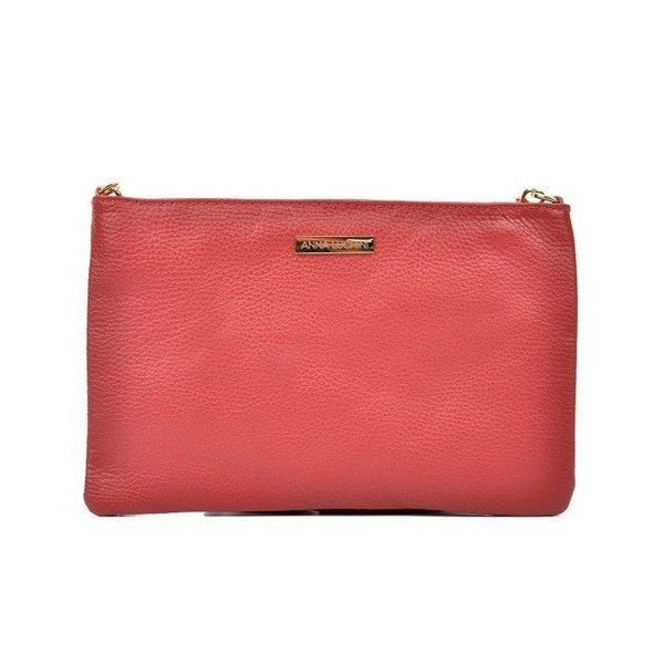 Červená kožená kabelka Anna Luchini Kate
