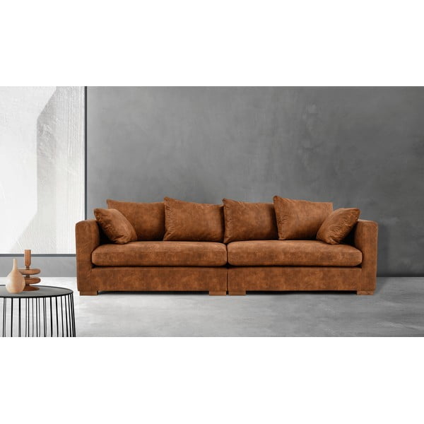 Divano in similpelle marrone cognac 266 cm Hamburg - Scandic-image-1