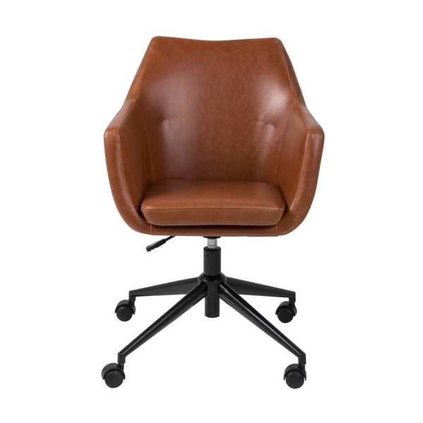 Sedia da ufficio su ruote in ecopelle marrone Nora - Actona-image-1