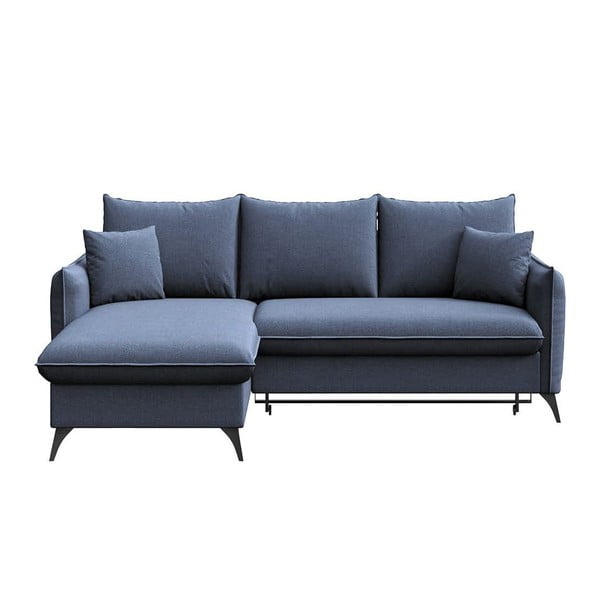 Divano angolare blu allungabile e con contenitore (con penisola a sinistra e chaise lounge) Brim – Rodier