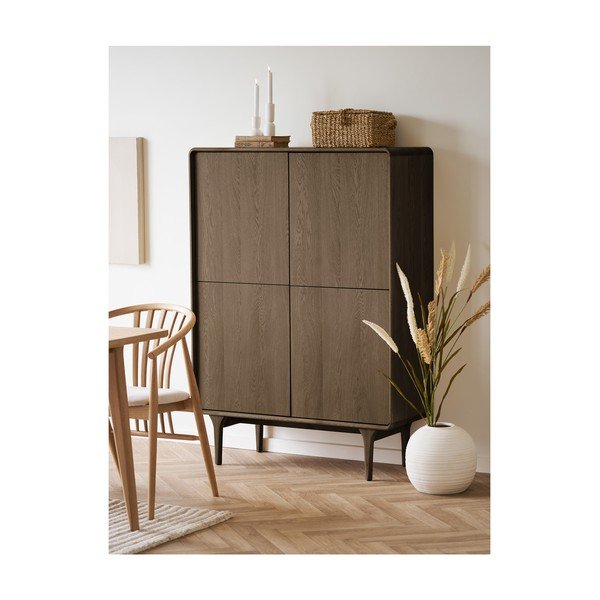 Armadietto marrone scuro con effetto rovere 100x140x40 cm Darwin – House Nordic-image-1