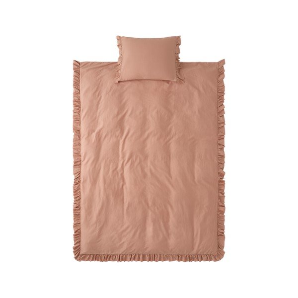 Set copripiumino e federa rosa polveroso in raso di cotone per letto singolo 150x210 cm Gloria – Ellos Home