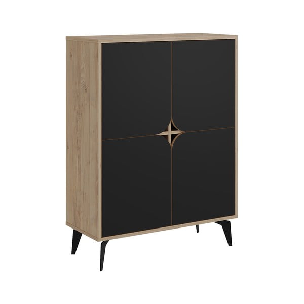 Mobile in rovere decorato in nero-naturale 90x120 cm Nola - Marckeric-image-2