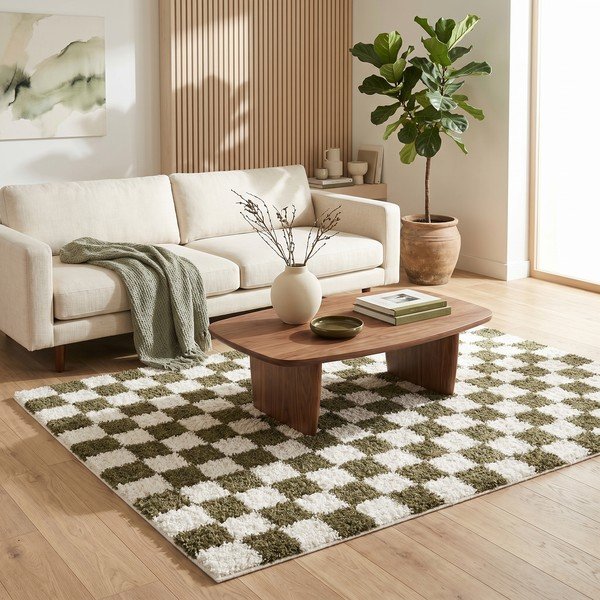 Tappeto verde scuro/crema 120x170 cm Grida - ESTE-image-4