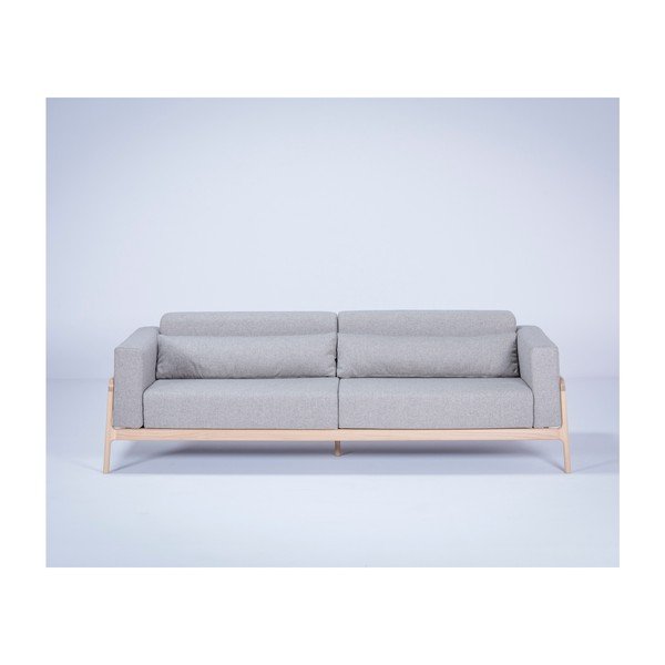 Divano grigio con struttura in rovere massiccio, 240 cm Fawn - Gazzda