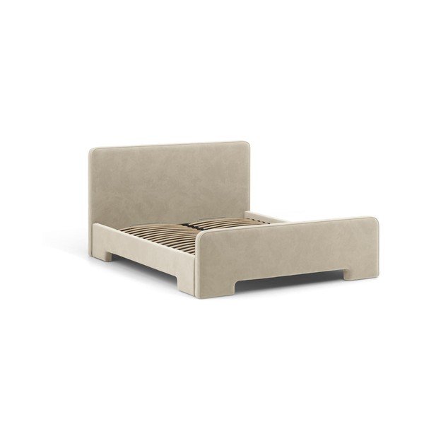 Letto matrimoniale imbottito beige con rete inclusa 180x200 cm Eda – Micadoni -image-1