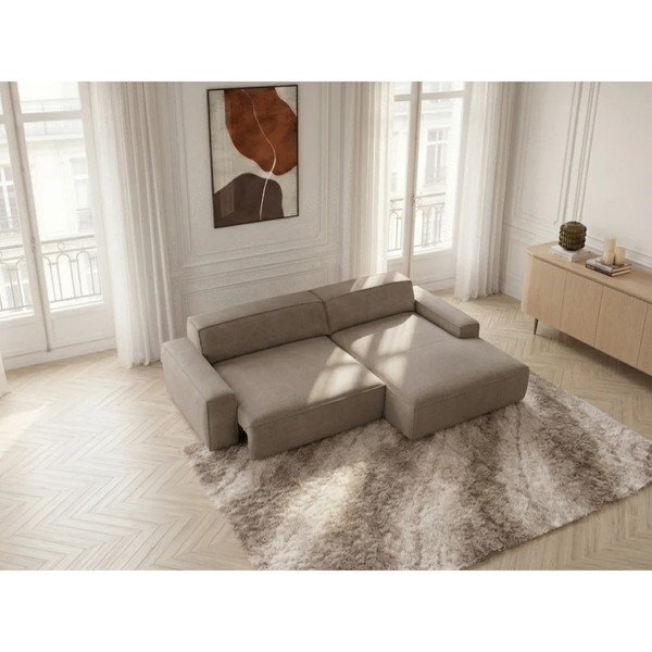 Divano angolare grigio tortora allungabile/con movimento relax elettrico (con penisola a destra) Abel – Bobochic Paris-image-4