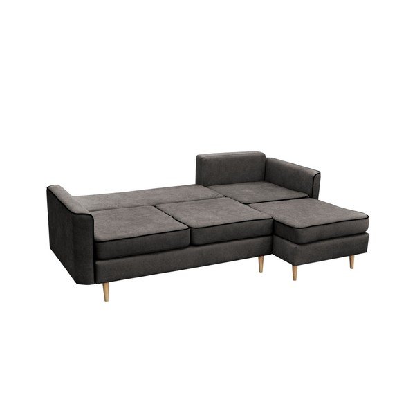 Divano letto grigio scuro con gambe chiare Ladybird, angolo destro - Mazzini Sofas-image-3