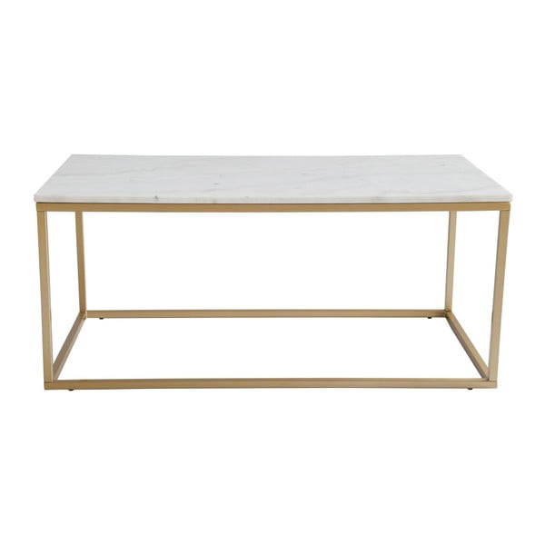 Tavolino con piano in marmo bianco e base dorata Accent - RGE
