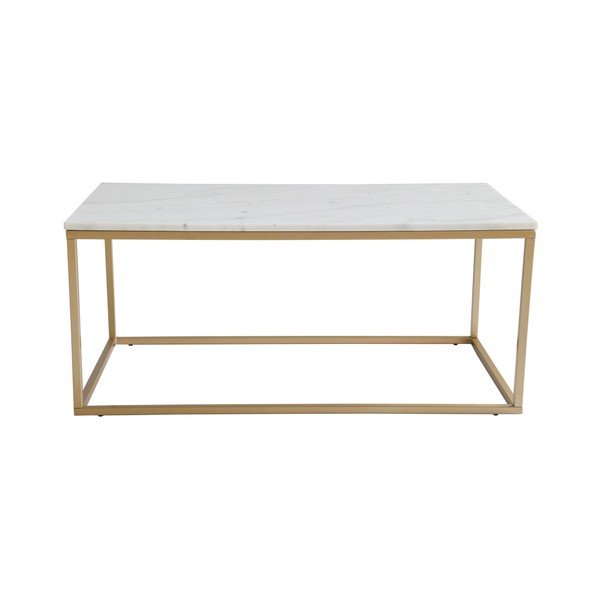Tavolino con piano in marmo bianco e base dorata Accent - RGE