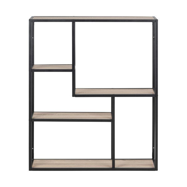 Libreria da parete nera-color legno naturale effetto rovere sonoma 75x91 cm Seaford - Actona