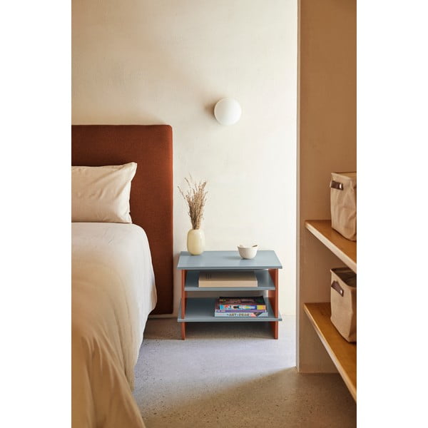 Comodino color mattone/grigio con ripiani Inari – Teulat-image-1