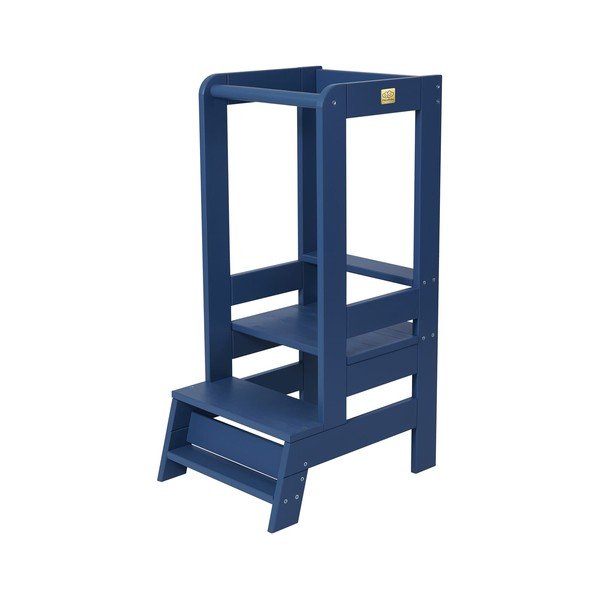 Torre di apprendimento blu in pino massiccio Montessori – Meowbaby