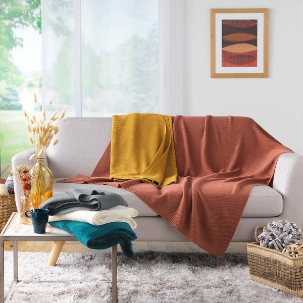 Coperta a maglia 125x150 cm Tricotine - douceur d'intérieur-image-3