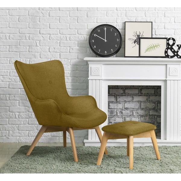 Poltrona con poggiapiedi verde Niko – Ropez-image-1