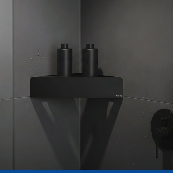 Mensola da bagno senza foratura/ad angolo nera in acciaio inox con aggancio Turbo-loc Lizan – Wenko-image-1