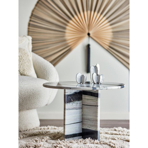 Tavolino da salotto rotondo bianco e nero in marmo ø 61 cm Rosito – Bloomingville-image-1