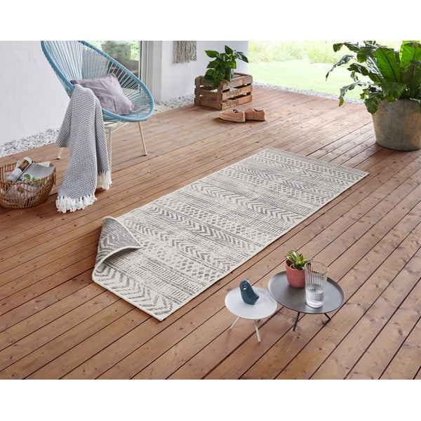 Tappeto da esterno grigio e crema , 80 x 250 cm Biri - NORTHRUGS-image-1