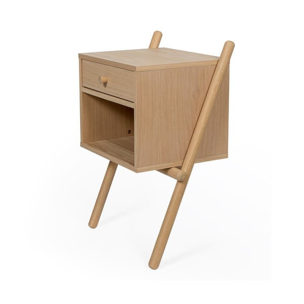 Comodino di colore naturale con effetto rovere Wiru – Woodman-image-2