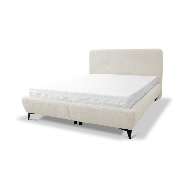 Letto matrimoniale imbottito beige con contenitore con rete inclusa 140x200 cm Makapu – Makamii-image-2