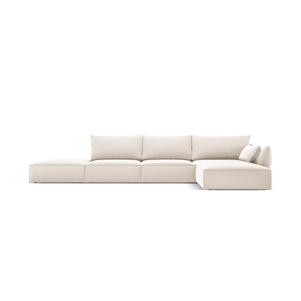 Divano angolare beige (con penisola a destra/con chaise lounge) con rivestimento in velluto Vanda – Mazzini Sofas