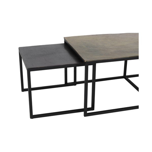 Set di 3 tavolini in metallo colore nero-bronzo 50x120 cm Kumalu - Light & Living-image-2