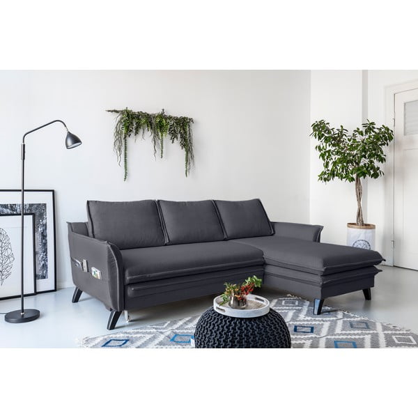 Divano letto angolare antracite, angolo destro Charming Charlie - Miuform-image-3