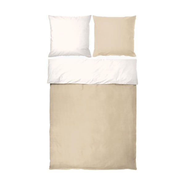 Lenzuolo singolo allungato bianco e beige in percalle di cotone 140x220 cm Shades - Mette Ditmer Denmark