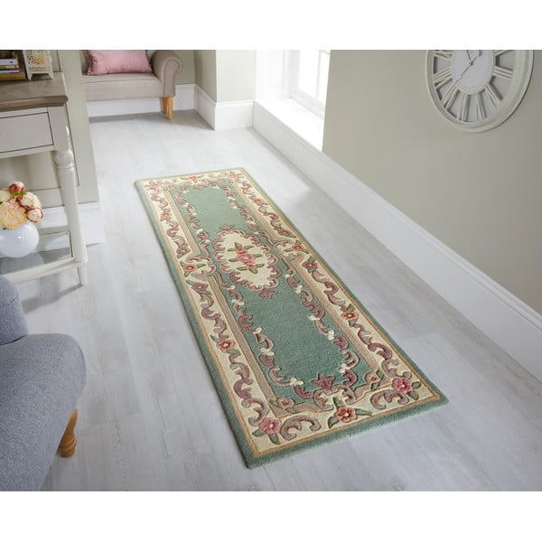 Tappeto verde in lana 67x210 cm Aubusson - Flair Rugs-image-1
