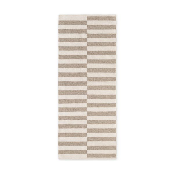 Passatoia bianca/grigia in lana reversibile/tessuta a mano 80x200 cm Vika – Hanse Home