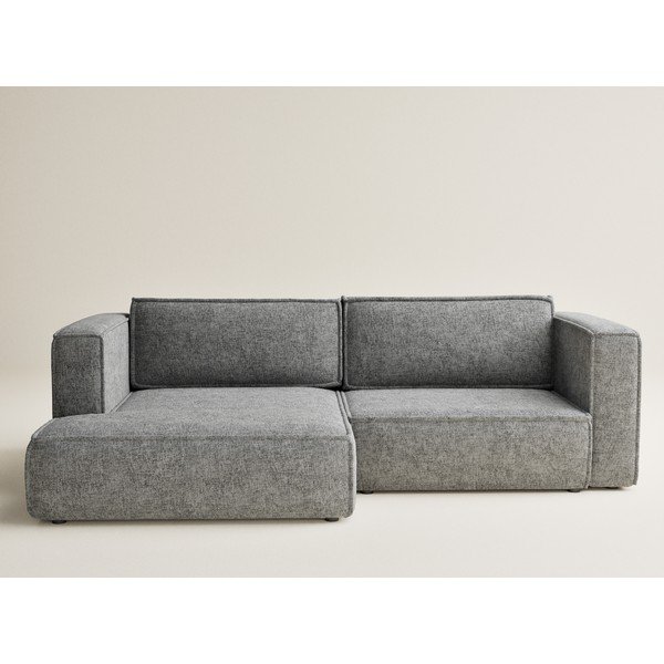 Divano angolare grigio allungabile/con contenitore (con penisola a sinistra/con chaise lounge) con rivestimento in ciniglia Velto – Maison de Rêve-image-2