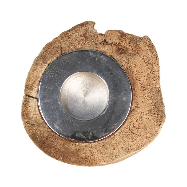 Candeliere antico in legno di teak non trattato, altezza 10 cm - HSM collection-image-3