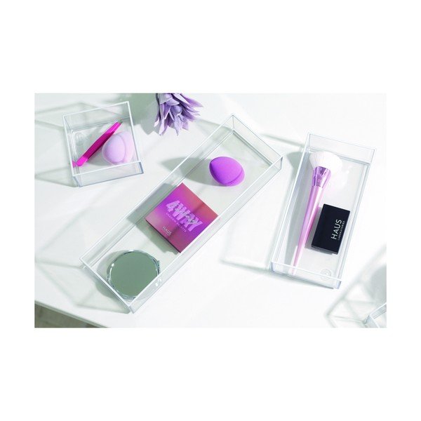 Organizer da bagno per cosmetici in plastica riciclata in set di 3 pezzi Stack & Slide - iDesign-image-3