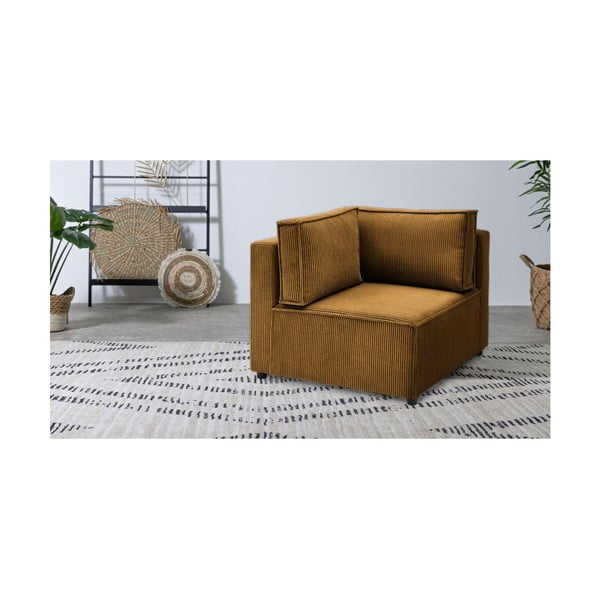 Modulo divano variabile in velluto a coste color senape Nihad modular - Bobochic Paris-image-1